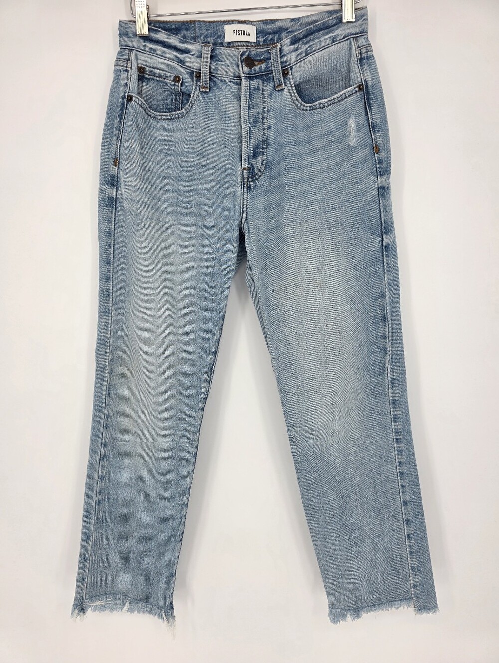 Pistola Size 26 Light Wash Cropped Straight Leg Jeans Button Fly